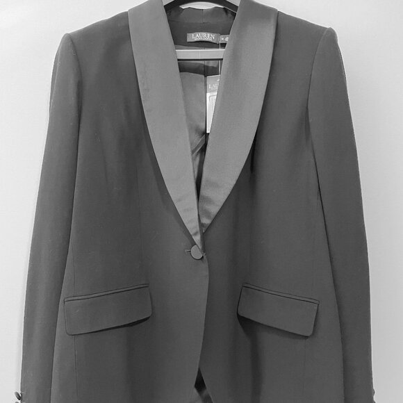 NWT Ralph Lauren Ladies Black Wool Tuxedo-Style Blazer - Picture 1 of 14